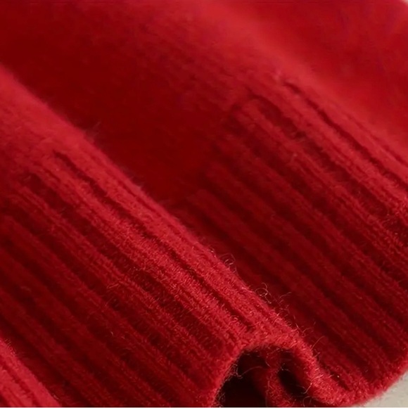 🌷SOLD🌷Chic Red Wool Long Sleeve Cardigan Sweater Jacket | Crochet | Large | New - Picture 6 of 10